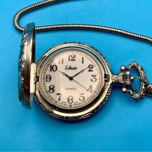 COLLEZIO Vintage Quartz Pocket Watch Horse Motif Japan Movt Working New Battery